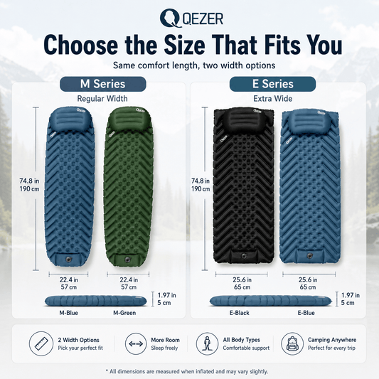 QEZER Ultralight Inflatable Sleeping Pad with Pillow for Camping Backpacking