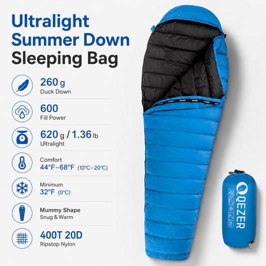 Ultralight Mummy Down Sleeping Bag,only 620g(QDM-260)