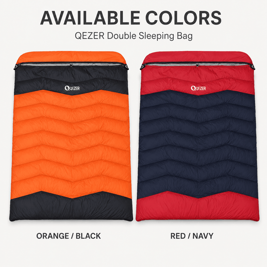QEZER QDE-DB900 Double Down Sleeping Bag | 2-Person Duck Down Camping Sleeping Bag