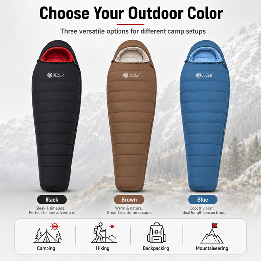QEZER 650FP Four-Season Mummy Down Sleeping Bag for Camping, Hiking &amp; Backpacking
