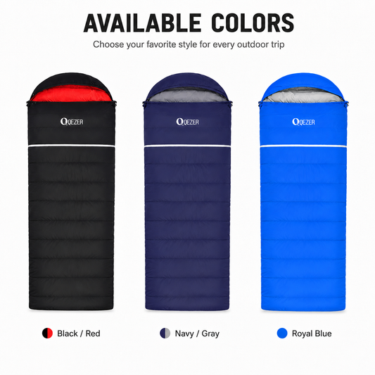 QEZER Rectangular Down Sleeping Bag | Multi-Temperature Camping Backpacking Sleeping Bag