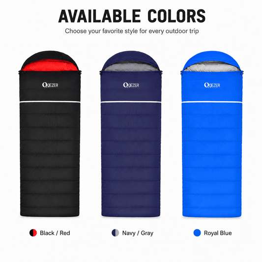 QEZER Rectangular Down Sleeping Bag | Multi-Temperature Camping Backpacking Sleeping Bag
