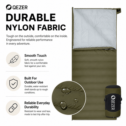 QEZER Rectangular Down Sleeping Bag | 2-in-1 Camping Sleeping Bag Camping Blanket
