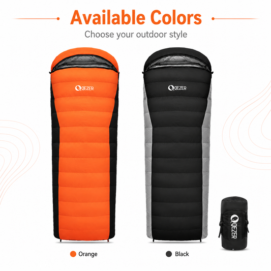 QEZER Mix-Color Rectangular Down Sleeping Bag | 2-in-1 Camping Sleeping Bag camp Blanket