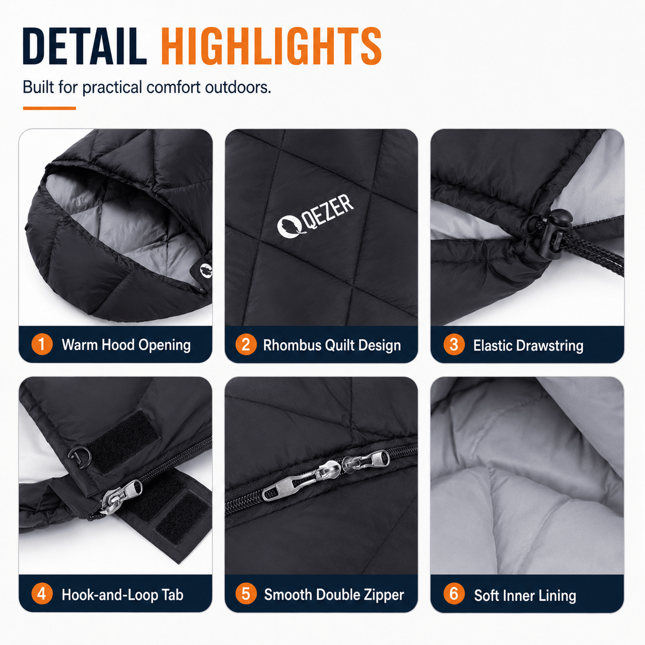 QEZER Summer Rectangular Down Sleeping Bag | 600+FP Duck Down Camping Sleeping Bag
