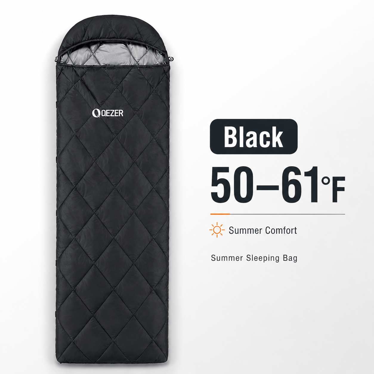 QEZER Summer Rectangular Down Sleeping Bag | 600+FP Duck Down Camping Sleeping Bag