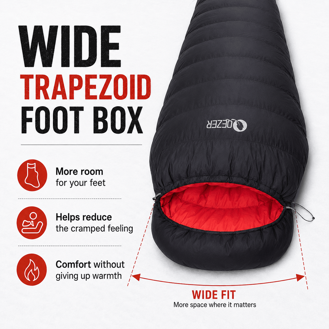 QEZER QDM-M1200 Winter Mummy Down Sleeping Bag | 1200g Duck Down Cold Weather Sleeping Bag