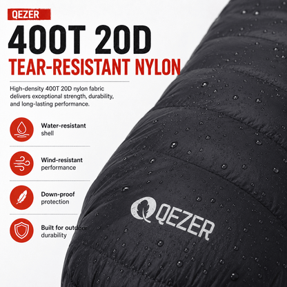 QEZER QDM-M1200 Winter Mummy Down Sleeping Bag | 1200g Duck Down Cold Weather Sleeping Bag