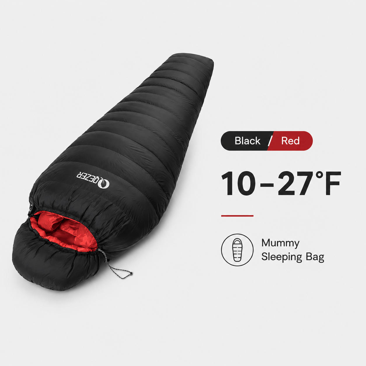 QEZER QDM-M1200 Winter Mummy Down Sleeping Bag | 1200g Duck Down Cold Weather Sleeping Bag