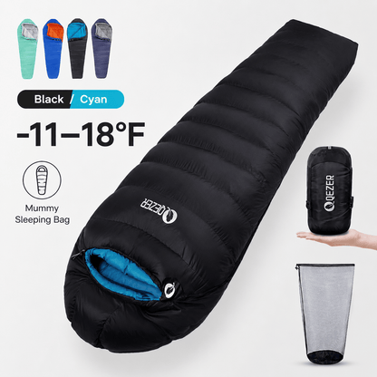 QEZER Mummy Down Sleeping Bag | Multi-Temperature Camping Backpacking Sleeping Bag