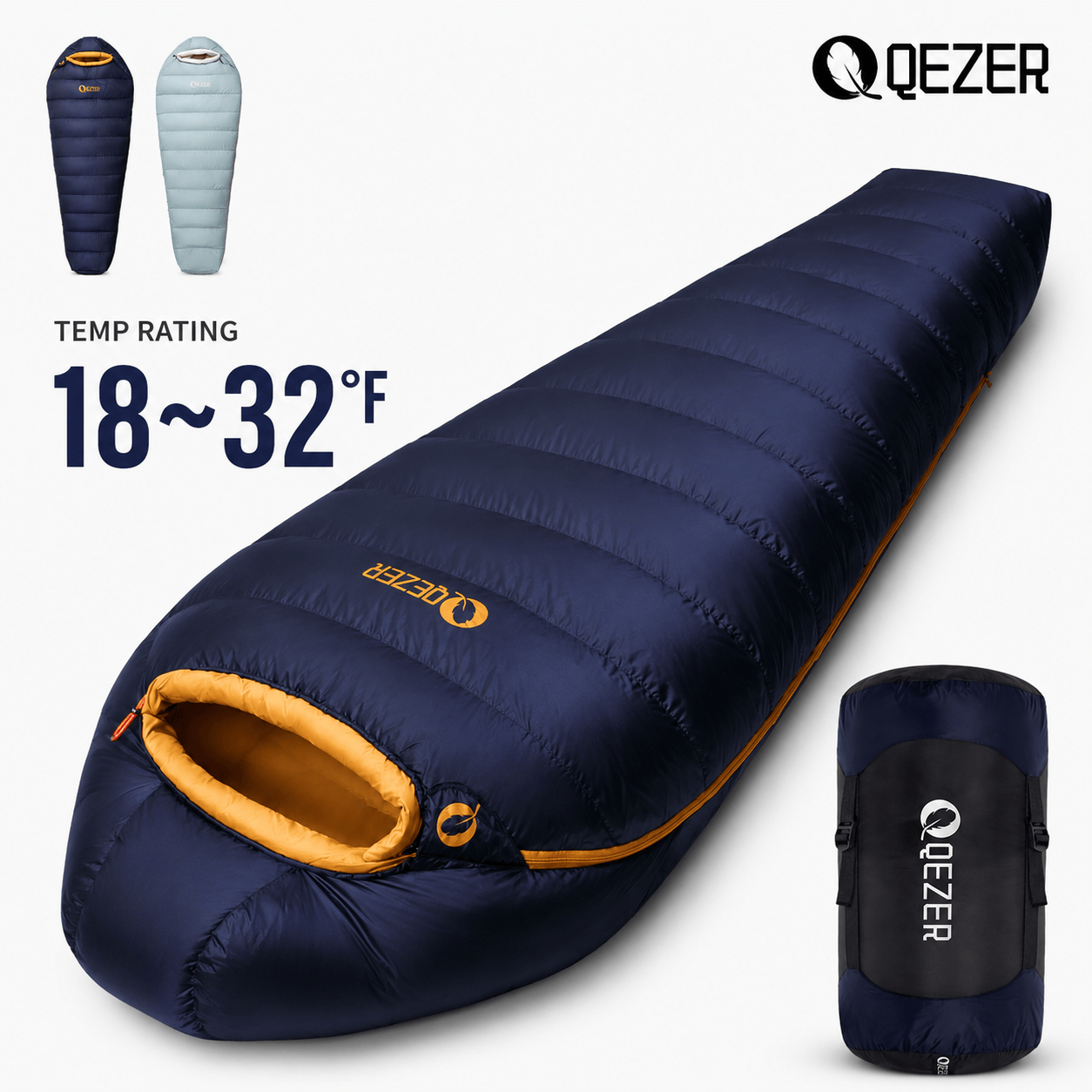 QEZER 620FP Graphene Antistatic Down Sleeping Bag for Winter Camping