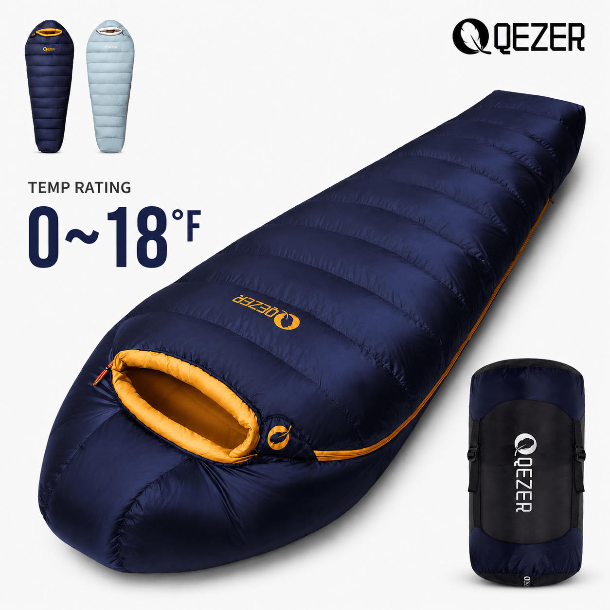 QEZER 620FP Graphene Antistatic Down Sleeping Bag for Winter Camping