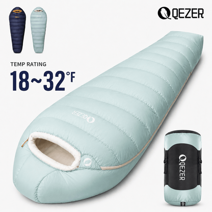 QEZER 620FP Graphene Antistatic Down Sleeping Bag for Winter Camping