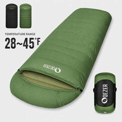 QEZER XL Down Sleeping Bag | Oversized 600FP Duck Down Camping Sleeping Bag