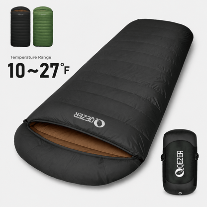 QEZER XL Down Sleeping Bag | Oversized 600FP Duck Down Camping Sleeping Bag