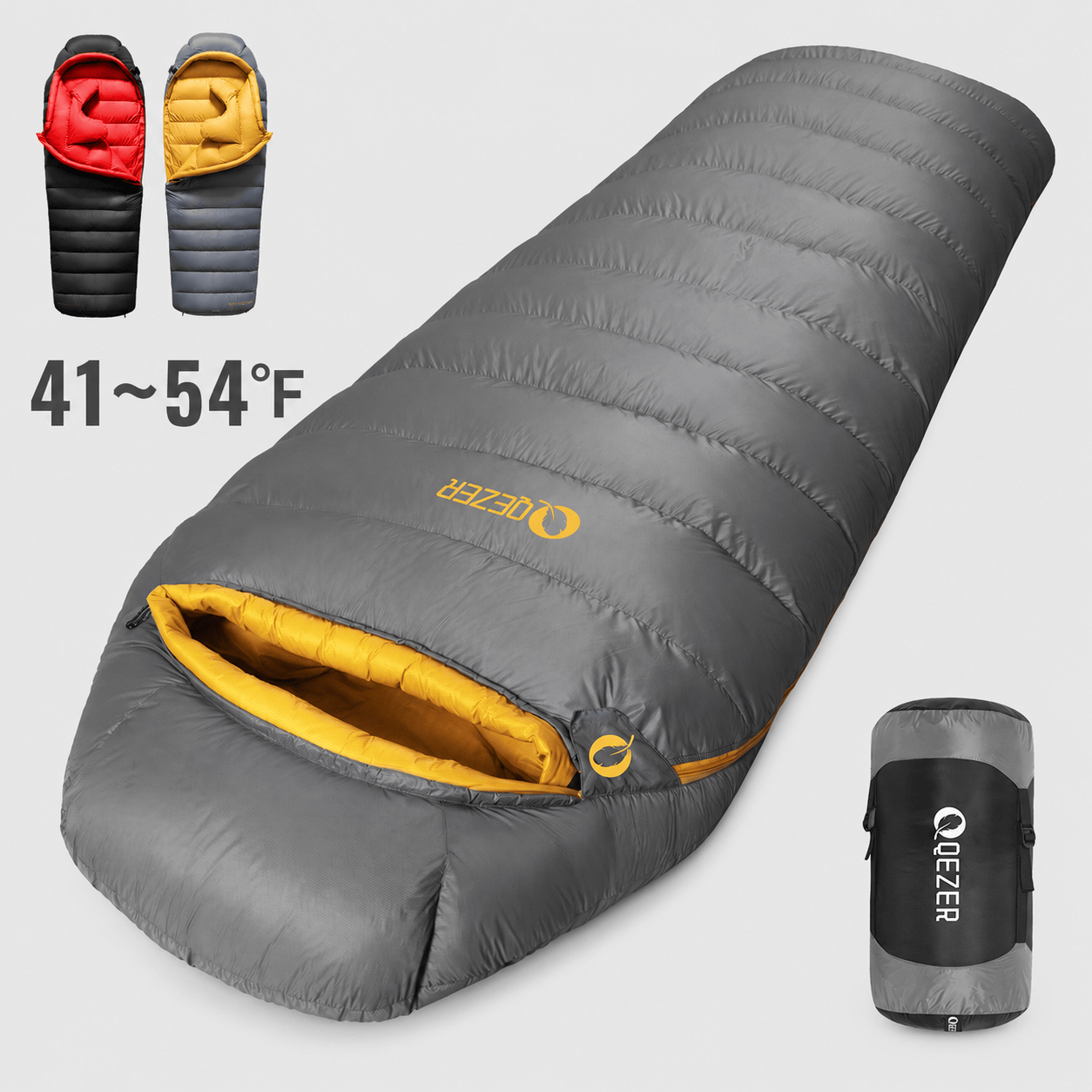 QEZER 620FP Graphene Down Sleeping Bag | Cold Weather Camping Sleeping Bag