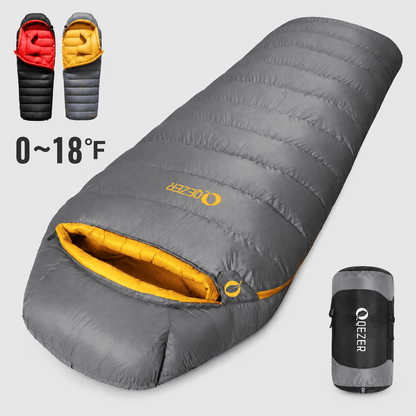 QEZER 620FP Graphene Down Sleeping Bag | Cold Weather Camping Sleeping Bag