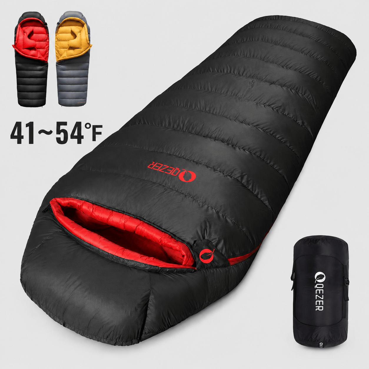 QEZER 620FP Graphene Down Sleeping Bag | Cold Weather Camping Sleeping Bag