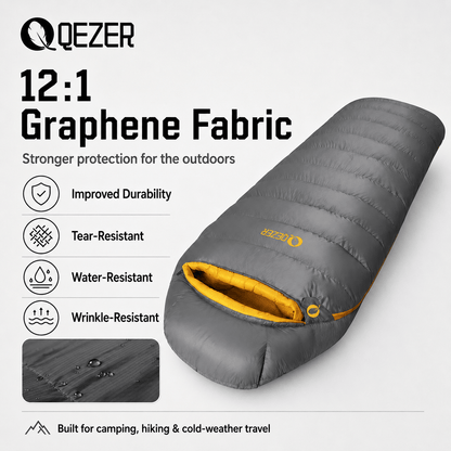QEZER 620FP Graphene Down Sleeping Bag | Cold Weather Camping Sleeping Bag