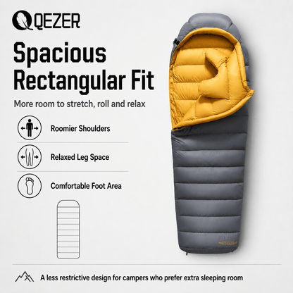 QEZER 620FP Graphene Down Sleeping Bag | Cold Weather Camping Sleeping Bag