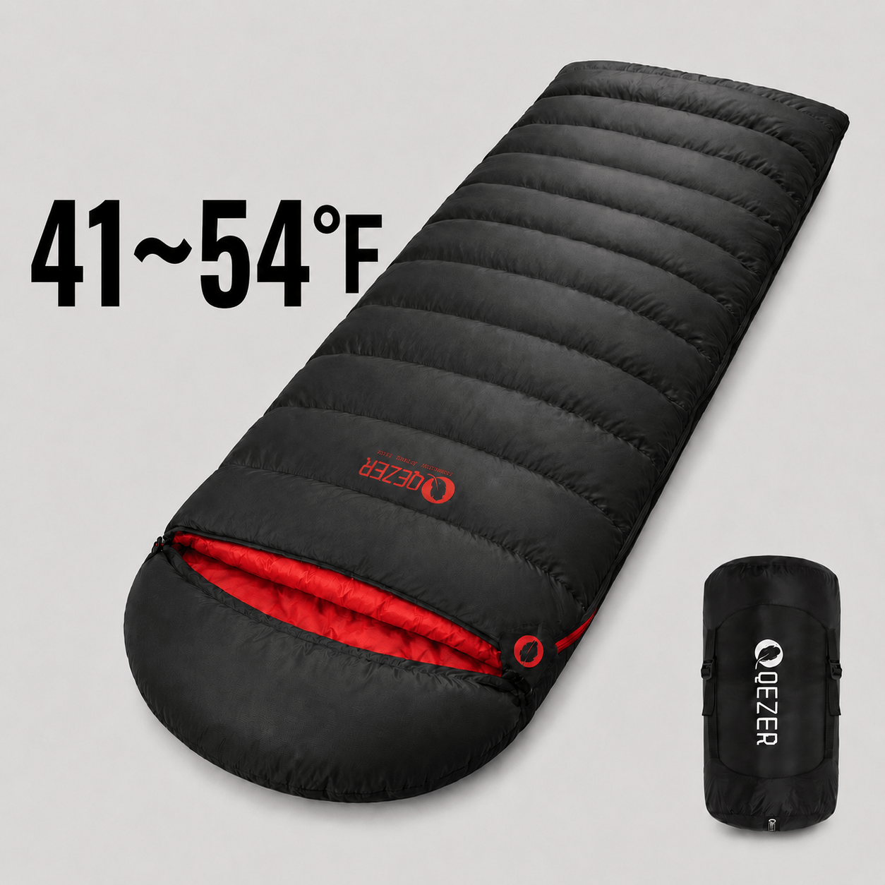 QEZER 620FP Graphene Down Sleeping Bag | Cold Weather Camping Sleeping Bag