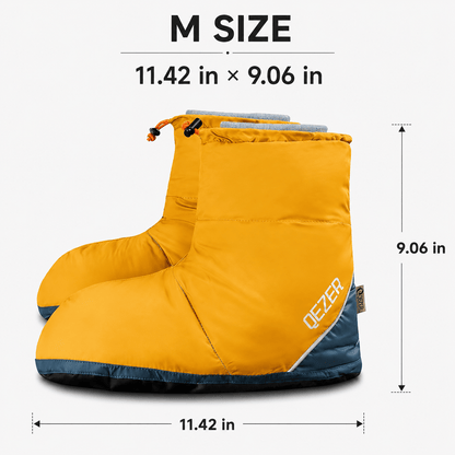 QEZER Down Booties | Warm Camping Foot Warmers for Men and Women