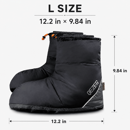 QEZER Down Booties | Warm Camping Foot Warmers for Men and Women