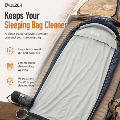 QEZER Ultralight Sleeping Bag Liner | Travel Sleep Sack for Camping &amp; Backpacking