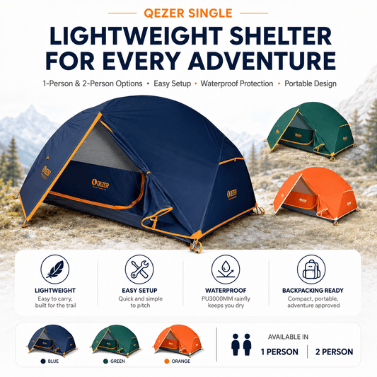 QEZER Camping Tent 1/2 Person Waterproof Backpacking Tent for Camping, Hiking and Backpacking