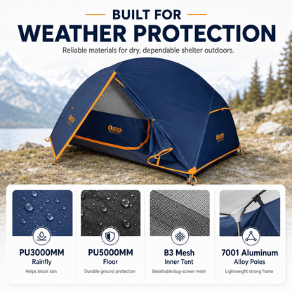 QEZER 1/2 Person Waterproof Backpacking Tent