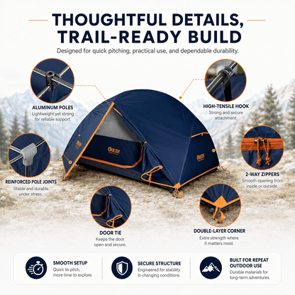 QEZER 1/2 Person Waterproof Backpacking Tent