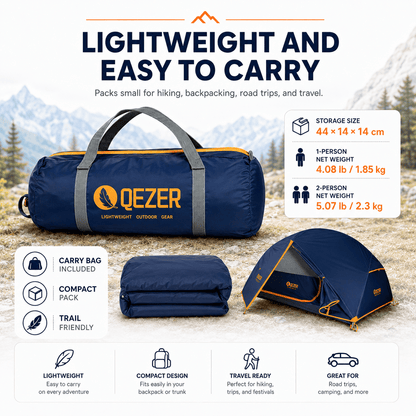 QEZER 1/2 Person Waterproof Backpacking Tent