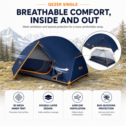 QEZER 1/2 Person Waterproof Backpacking Tent