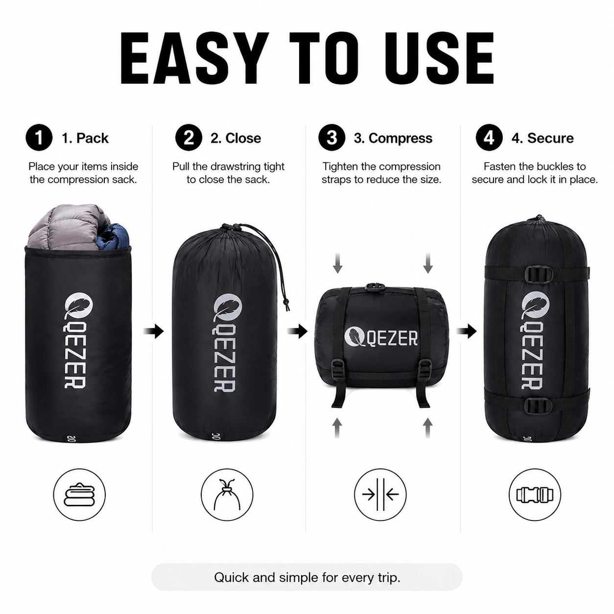 The compression sack for sleeping bag
