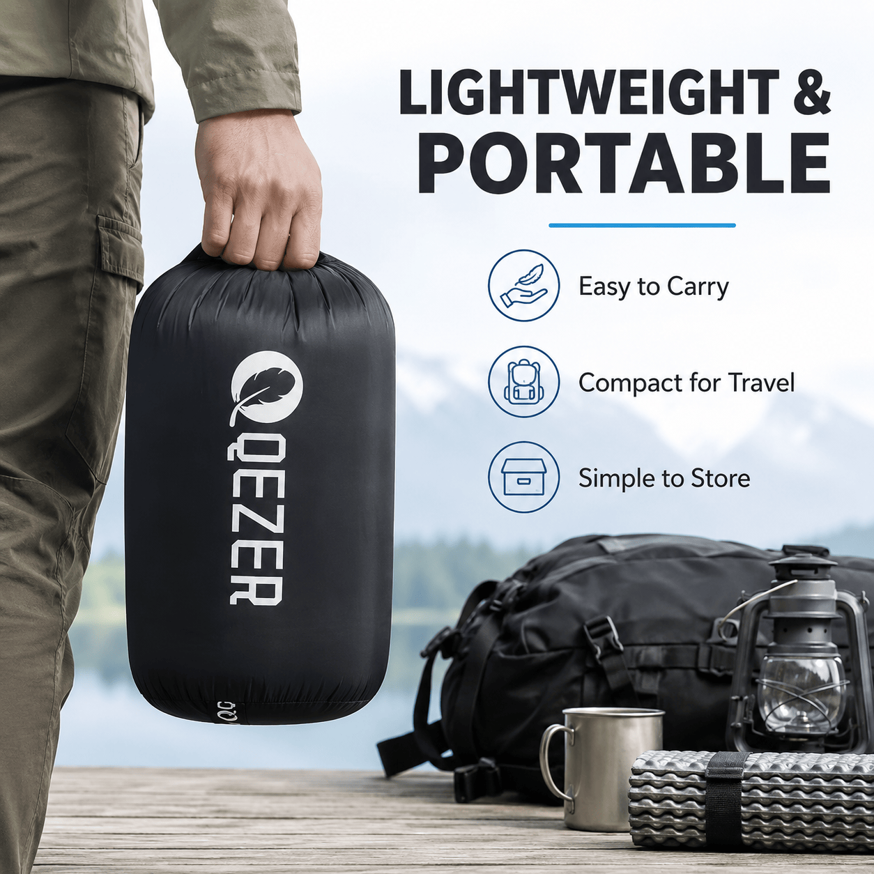 The compression sack for sleeping bag