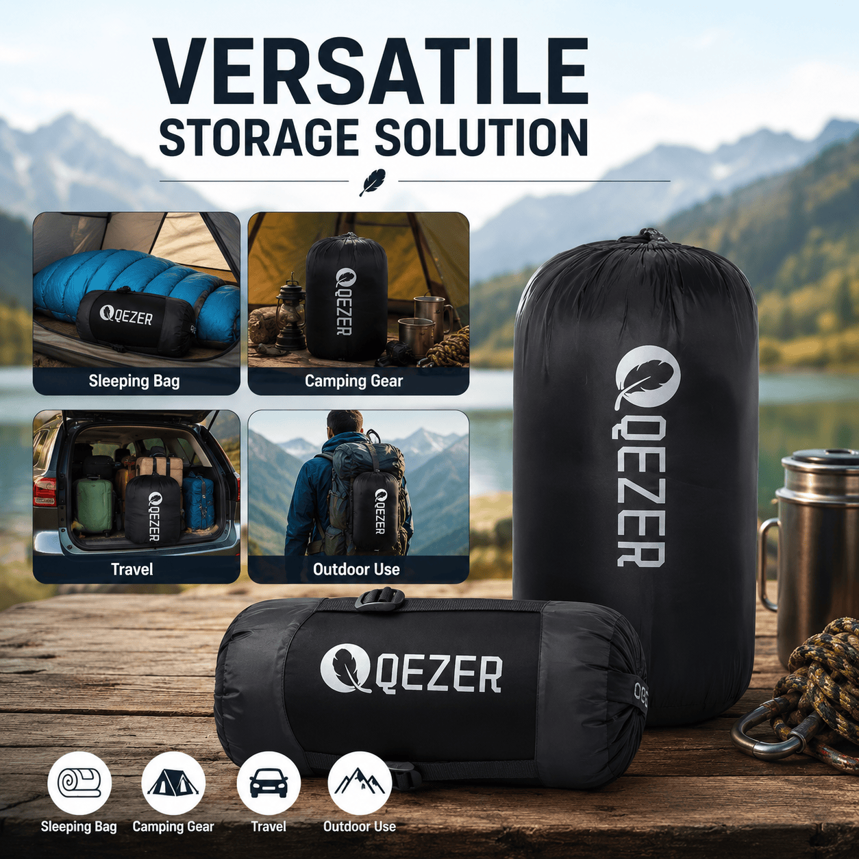 The compression sack for sleeping bag