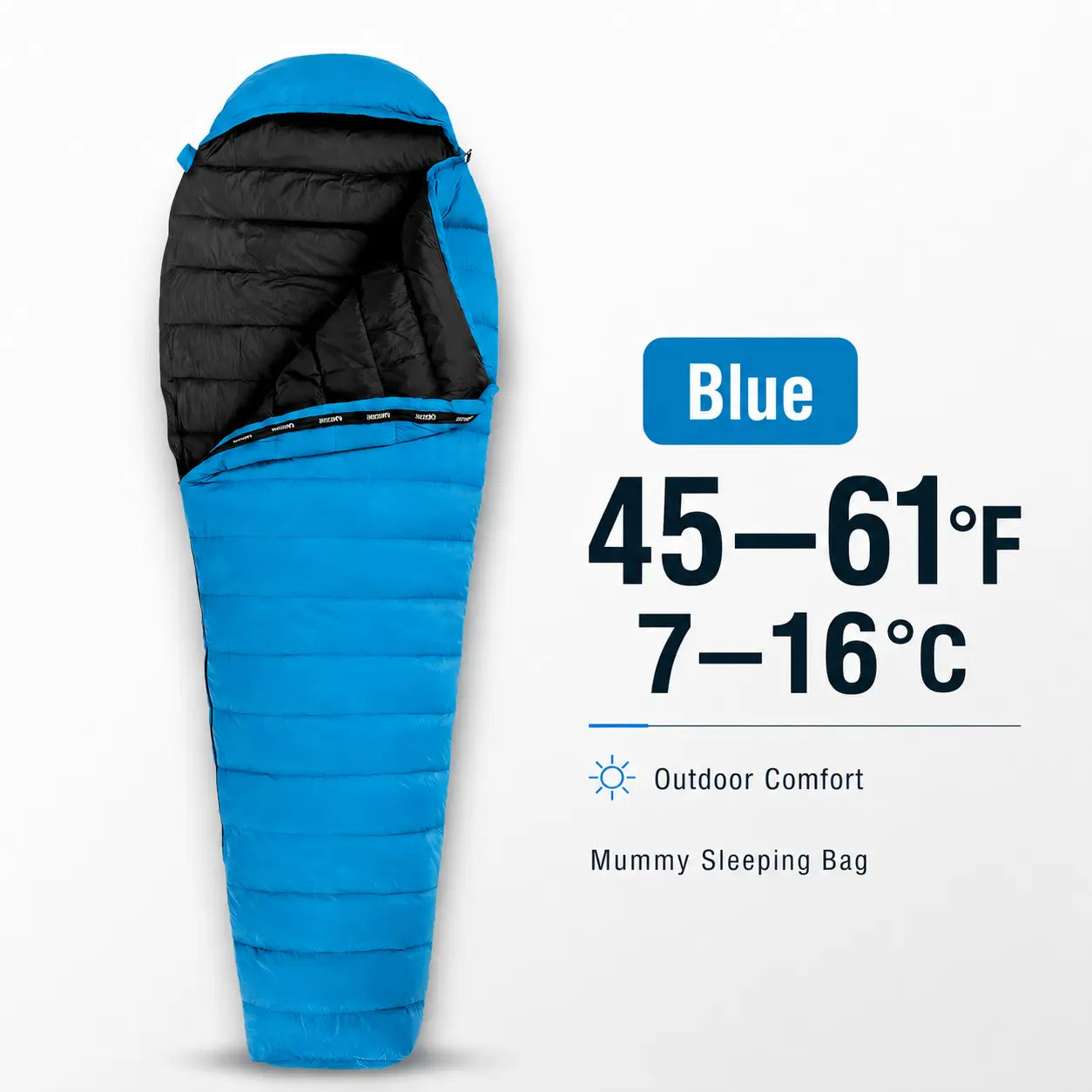 QEZER Ultralight Down Mummy Sleeping Bag | 600FP Duck Down Camping Sleeping Bag