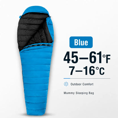 QEZER Ultralight Down Mummy Sleeping Bag | 600FP Duck Down Camping Sleeping Bag