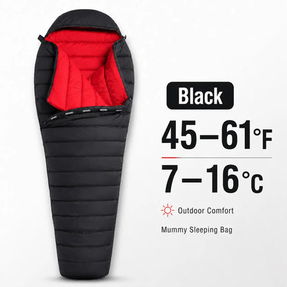 QEZER Ultralight Down Mummy Sleeping Bag | 600FP Duck Down Camping Sleeping Bag