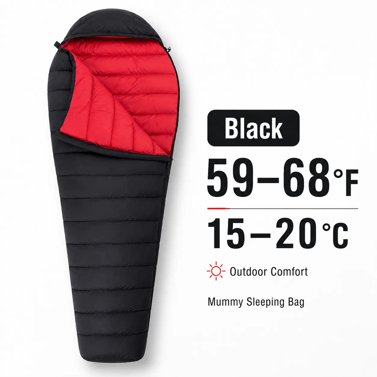 QEZER Ultralight Down Mummy Sleeping Bag | 600FP Duck Down Camping Sleeping Bag