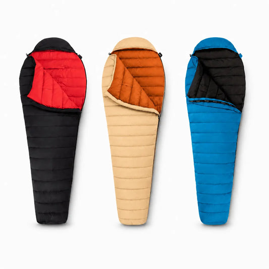 QEZER Ultralight Down Mummy Sleeping Bag | 600FP Duck Down Camping Sleeping Bag