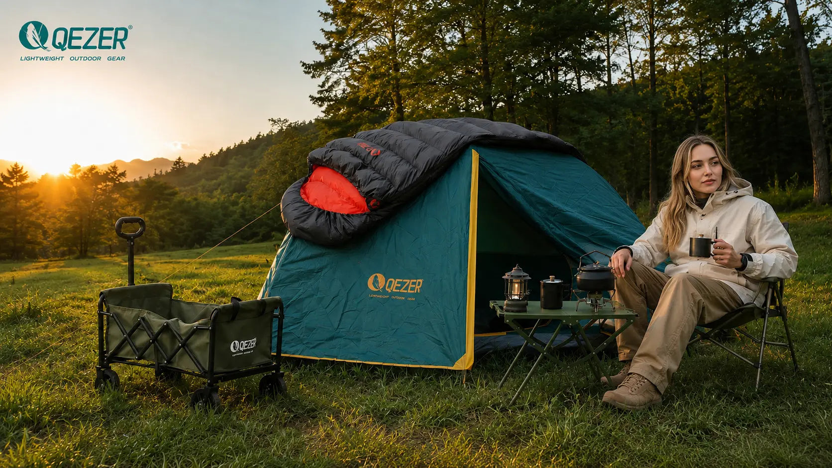 QEZER outdoor camping gear in use