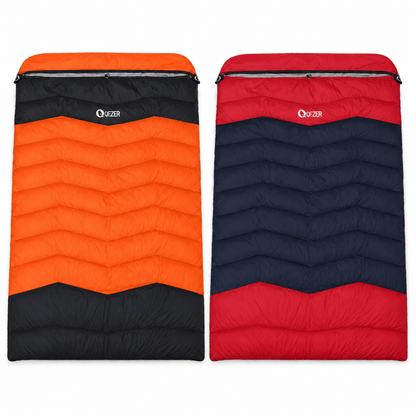 QEZER QDE-DB900 Double Down Sleeping Bag | 2-Person Duck Down Camping Sleeping Bag