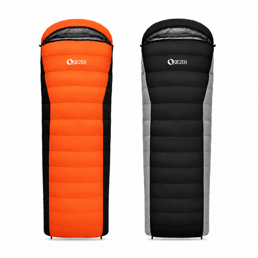 QEZER Mix-Color Rectangular Down Sleeping Bag | 2-in-1 Camping Sleeping Bag camp Blanket