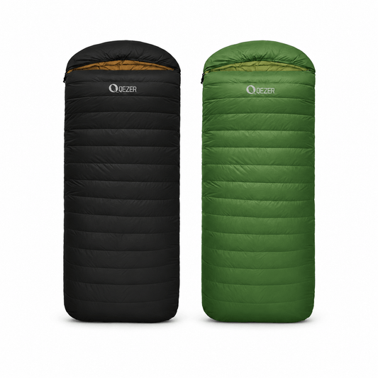 QEZER XL Down Sleeping Bag | Oversized 600FP Duck Down Camping Sleeping Bag