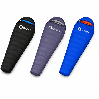 QEZER Mummy Down Sleeping Bag | Multi-Temperature Camping Backpacking Sleeping Bag