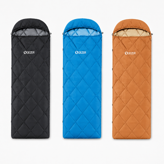 QEZER Summer Rectangular Down Sleeping Bag | 600+FP Duck Down Camping Sleeping Bag