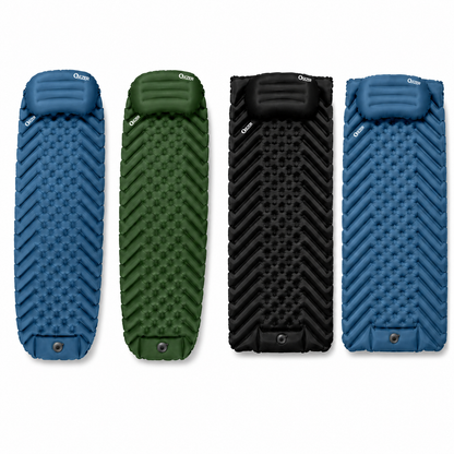 QEZER Ultralight Inflatable Sleeping Pad with Pillow for Camping Backpacking