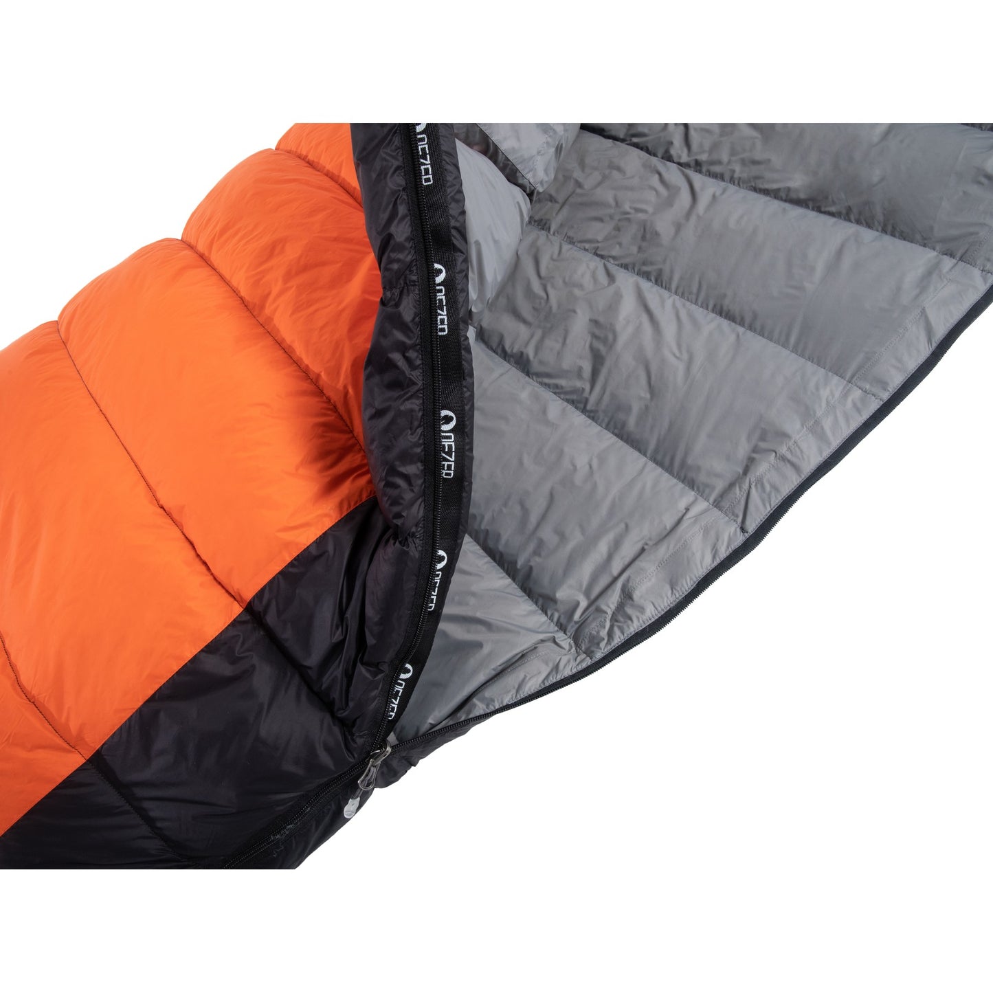 Inner hook-and-loop fastener on the gray lining of QEZER rectangular sleeping bag