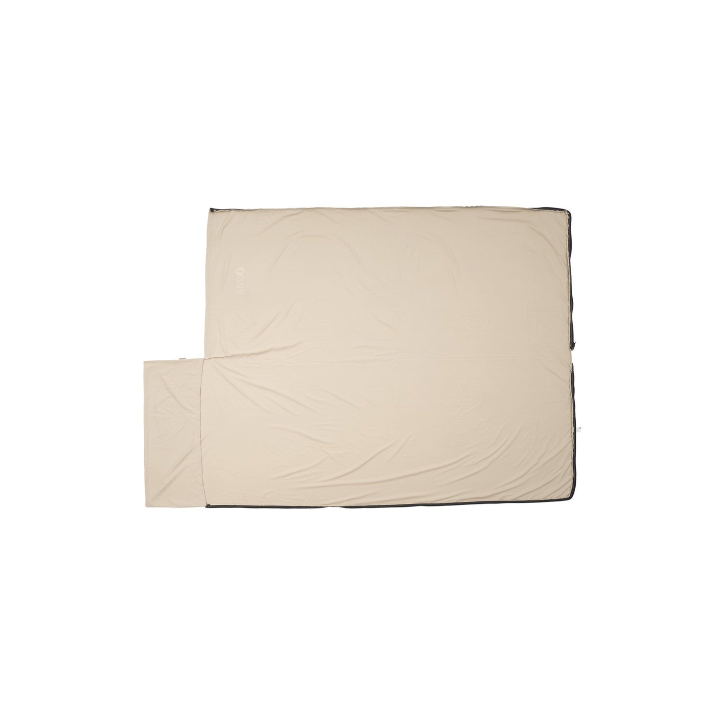 QEZER khaki sleeping bag liner fully opened flat as a travel sheet
